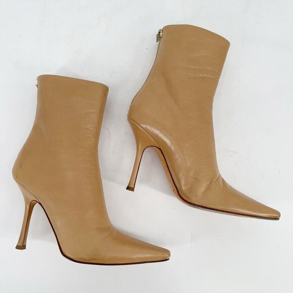 Jimmy Choo Camel Tan Retro Y2K Pointed Toe Heeled Ankle Boot size IT 38.5 - Picture 3 of 13